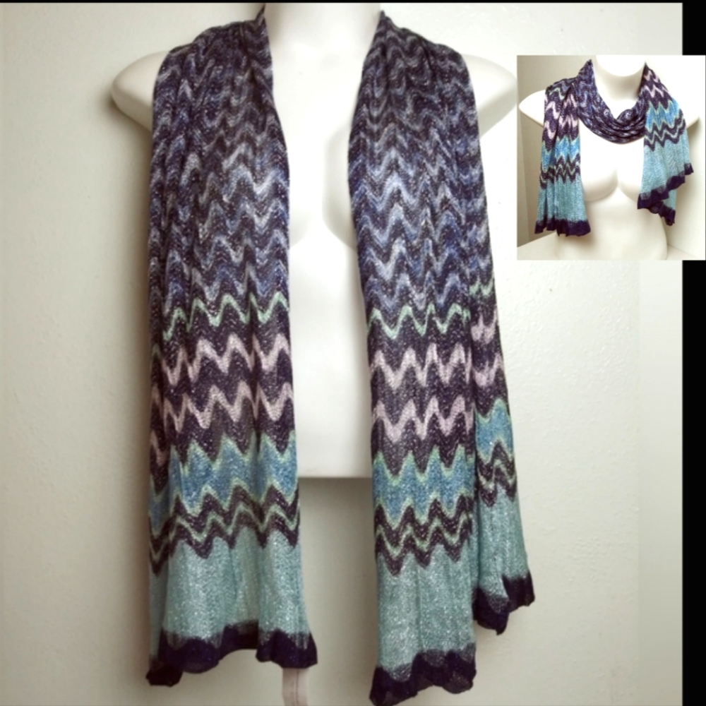 Christopher & banks|CJ banks Blue Metallic Women's Knit Scarf 76"×32"